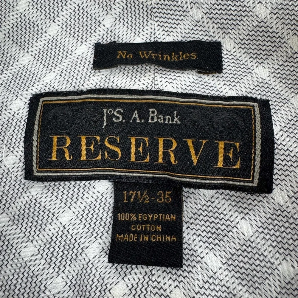 Jos‎ A Bank Reserve Dress Shirt Mens 17.5 35 Gray Check Office Business Casual